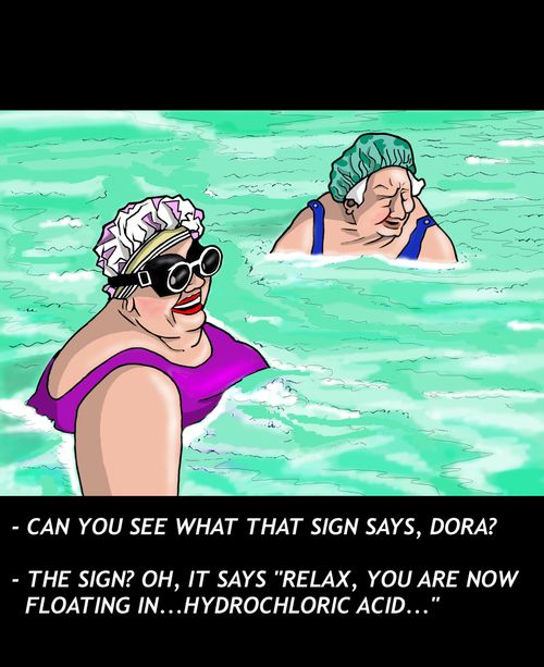 Relax, you are now floating in hydrochloric acid...