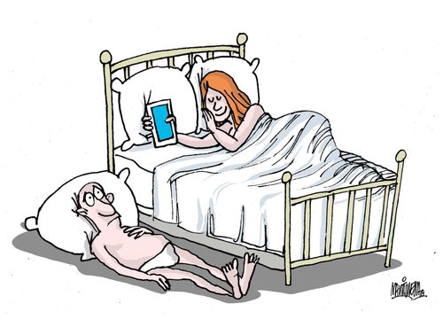 Woman replaces her husband with her smartphone.