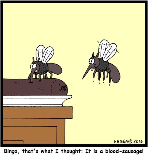 "Bingo, that's what I thought: It's a blood-sausage!"