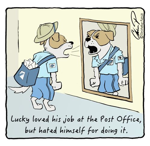 Lucky loved his job at the Post Office, but hated himself for doing it.