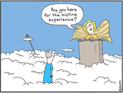 'Are you here for the zipline experience?'