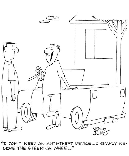 'I don't need an anti-theft device...I simply remove the steering wheel.'