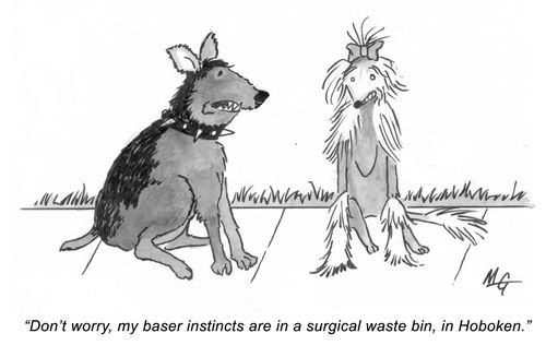 'Don't worry, my baser instincts are in a surgical waste bin in Hoboken.'