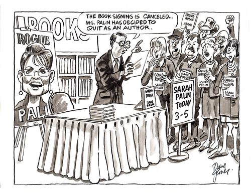 'The Book Signing is canceled...Ms. Palin has decided to quit as an author.'