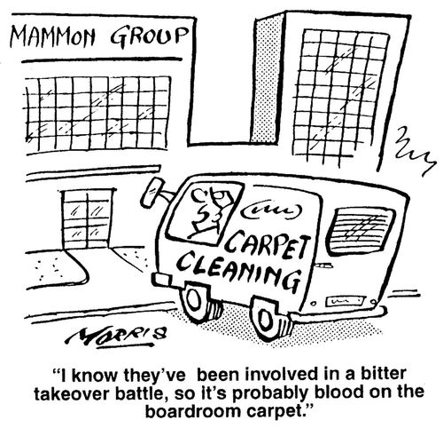 '...it's probably blood on the boardroom carpet.'