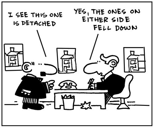 'I see this one is detached. Yes, the ones on either side fell down.'