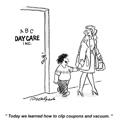 'Today we learned how to clip coupons and vacuum.'
