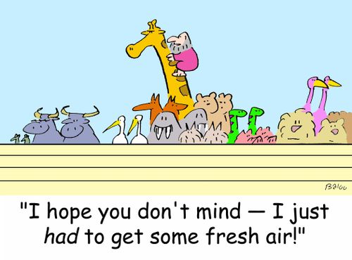 'I hope you don't mind -- I just HAD to get some fresh air!'