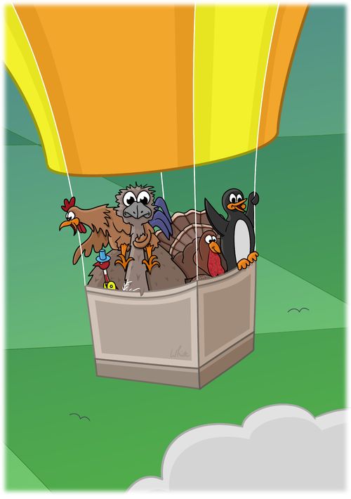 Flightless Birds in a Balloon