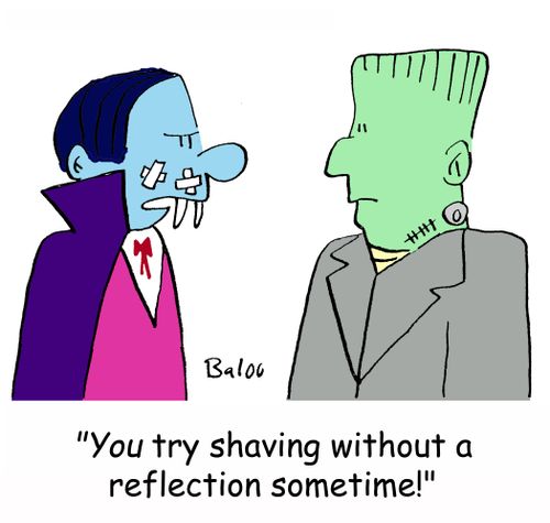 'YOU try shaving without a reflection sometime!'