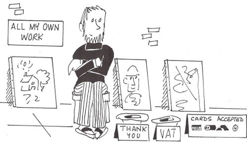 Pavement Artist Takes Cards.