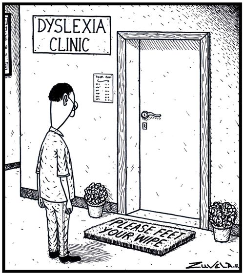  A Please Wipe Your Feet mat with words mixed up at the Dyslexic clinic.