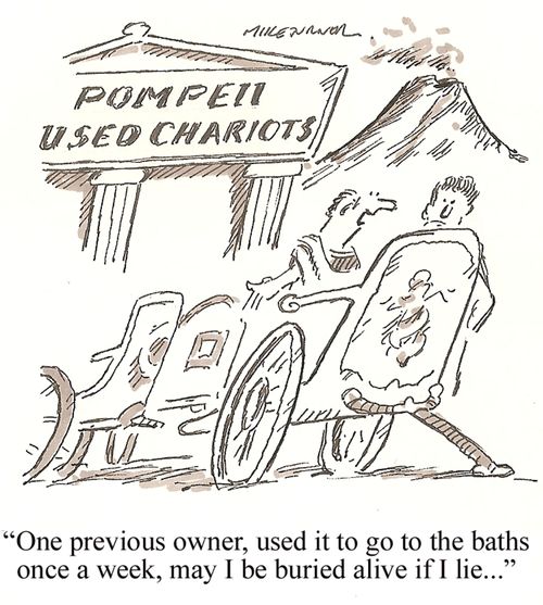 'One previous owner, used it to go to the baths once a week, may I be buried alive if I lie...'