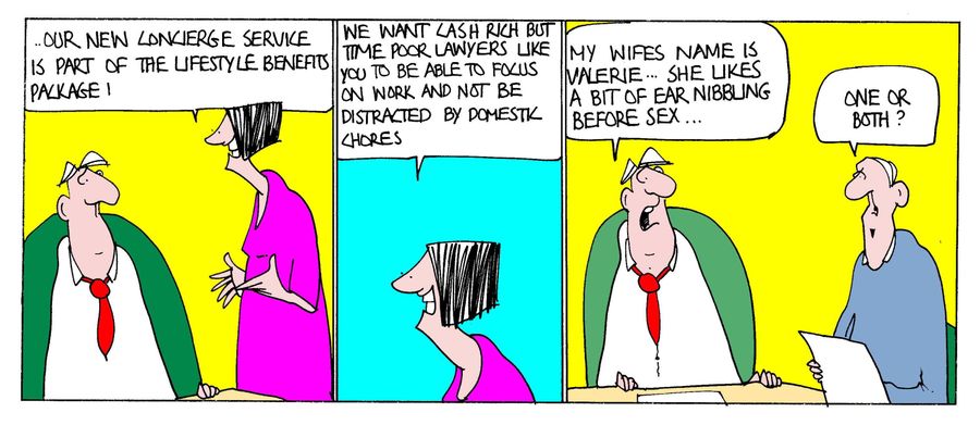 Concierge service to relieve lawyers of household chores.
