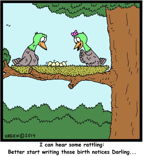 "I can hear some rattling: Better start writing those birth notices Darling..."
