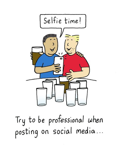 Try to be professional when posting on social media.