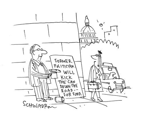 Former politician will kick the can down the road . . . for food.