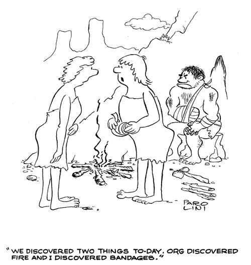 'We discovered two things to-day. Org discovered fire and I discovered bandages.'