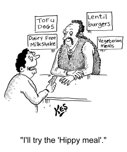 'I'll try the 'Hippy meal'.'