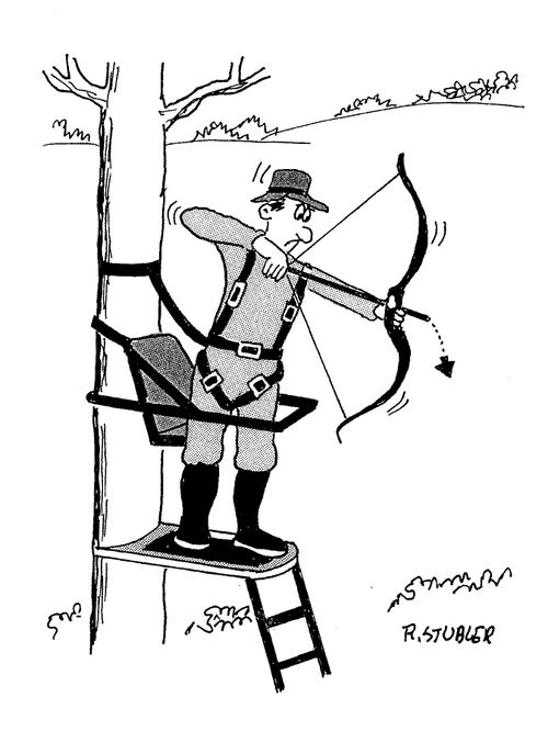 Archer in Tree Loses his Arrow Head.