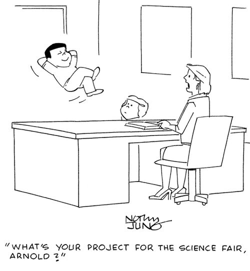 "What's your project for the science fair, Arnold?"