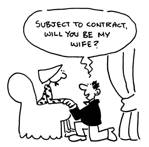 'Subject to contract, will you be my wife?'
