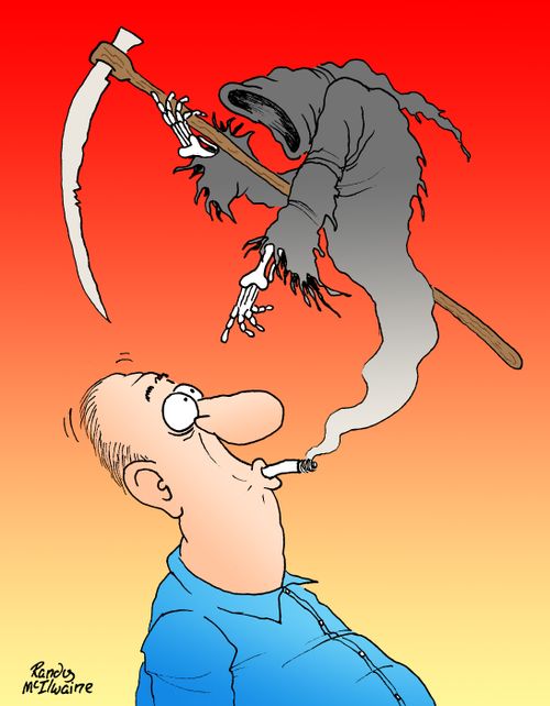 Death rising up from the tip of a cigarette.