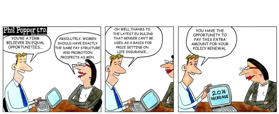 Equality in sexes leads to increase in insurance costs.