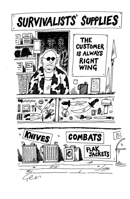 Survivalists' supplies: The customer's always right wing.