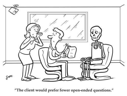The client would prefer fewer open-ended questions.