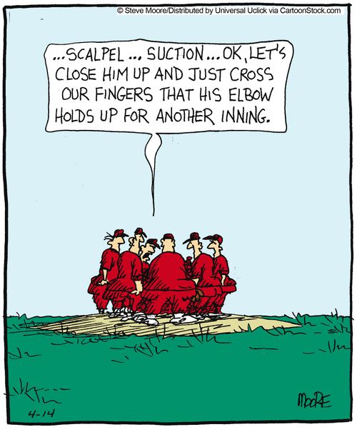 '... Close him up and let's just cross our fingers that his elbow holds up for another inning.'