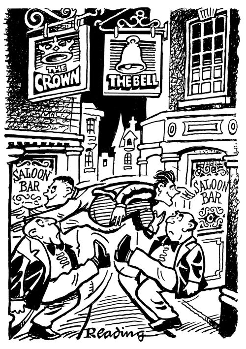 Bouncers kicking punters into each other's pubs.