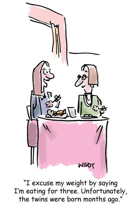 'I excuse my weight by saying I'm eating for three. Unfortunately, the twins were born months ago.'