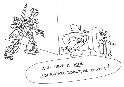 "And here is your elder care robot, Mr. Dexter!"