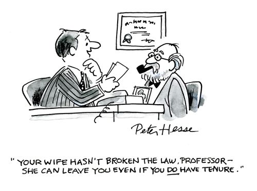 'Your wife hasn't broken the law, professor - she can leave you even if you do have tenure.'