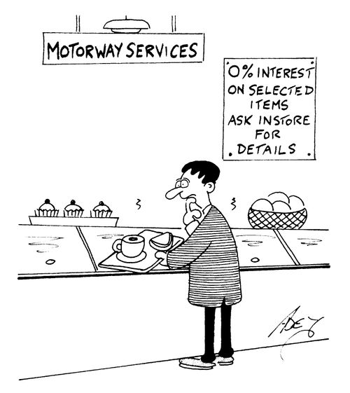 0% Interest free credit on food at 'Motorway Services'
