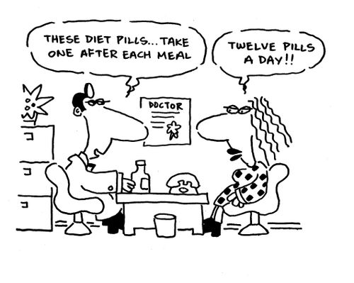 'These diet pills, take one after each meal.'