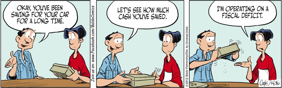 "Okay, you've been saving for your car for a long time. Let's see how much cash you've saved."