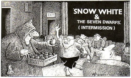 Witch sells poisoned apples at intermission of 'Snow White  the Seven Dwarves',