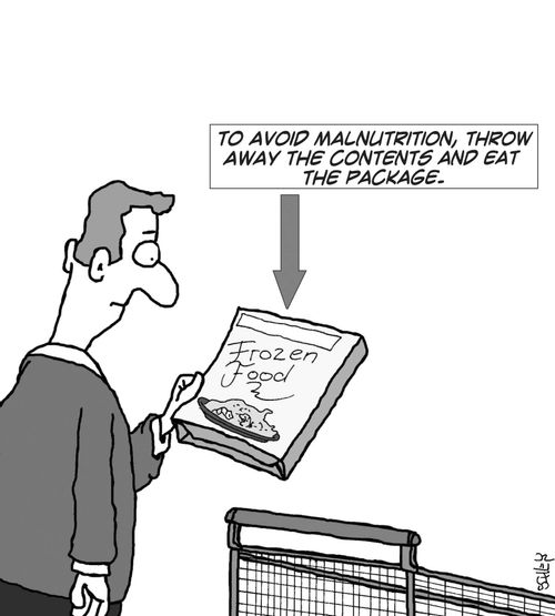 To avoid malnutrition, throw away the contents and eat the package.