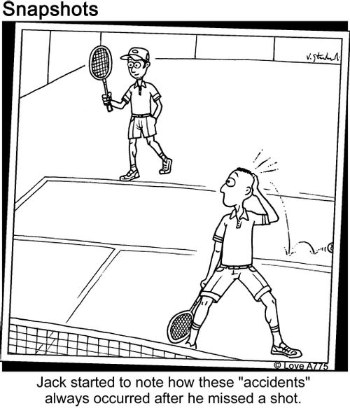 Jack started to note how these 'accidents' always occurred after he missed a shot.