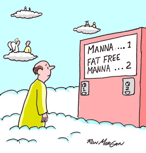 New arrival in Heaven sees a Manna vending machine.