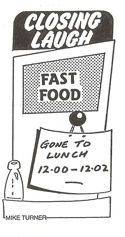 Fast-food shop closed for lunch.