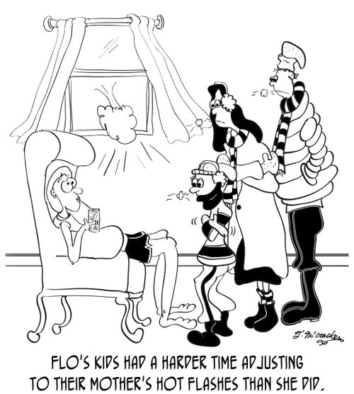 Flo's kids had a harder time adjusting to their mother's hot flashes than she did.