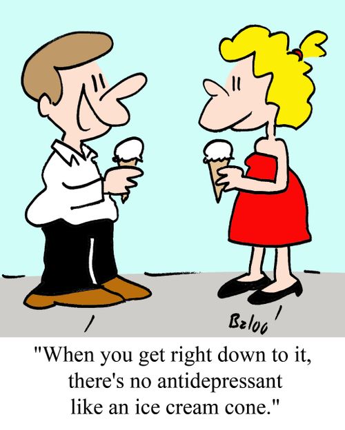 "When you get right down to it, there's no antidepressant like an ice cream cone."