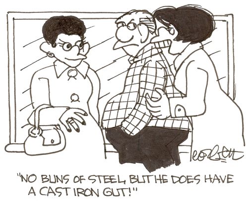 'No buns of steel, but he does have a cast iron gut!'
