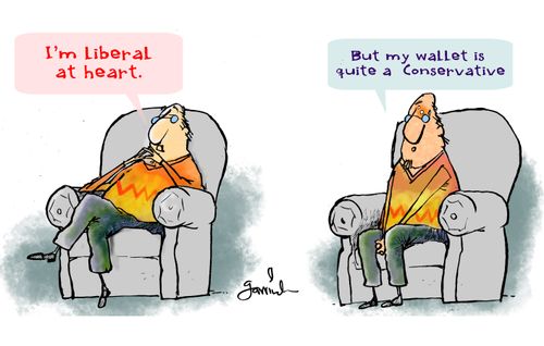 'I'm a liberal at heart...but my wallet is quite a conservative.'