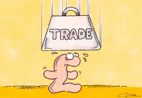 Pound sign about to be crushed by a 1 Ton Trade weight