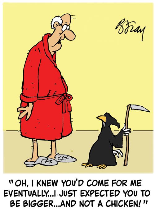 'Oh, I knew you'd come for me eventually...I just expected you to be bigger...and not a chicken!'