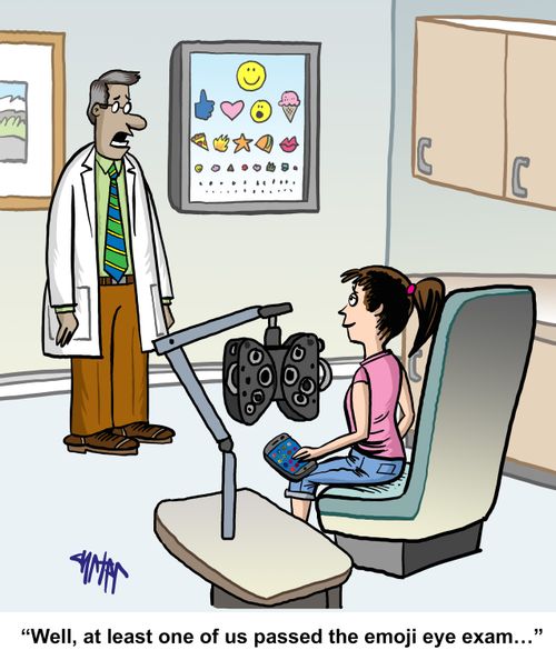 "Well, at least one of us passed the emoji eye exam..."